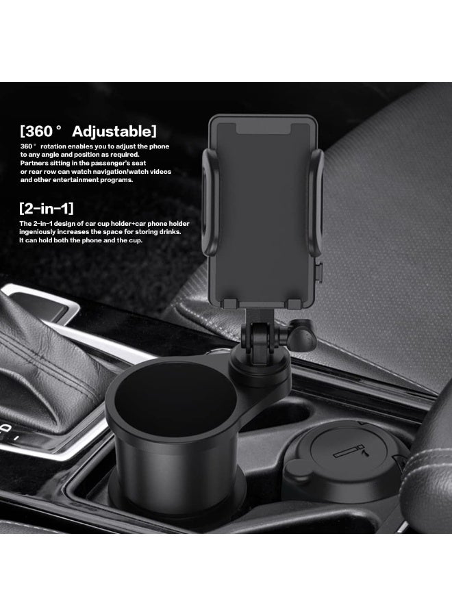 NXT Car Cup Holder Phone Mount, Universal Auto Cell Phone Stand with Drink Expand Cup Holder,2 in 1 Multifunctional Car Cup Holder Expander with 360° Rotation Phone Mount - Image 2