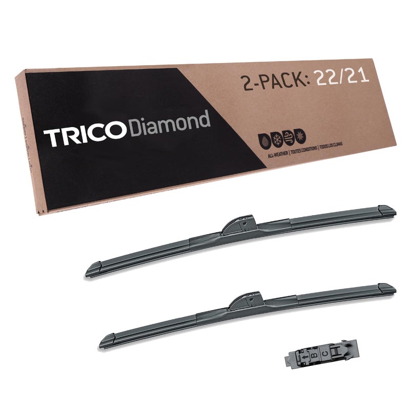 TRICO Diamond 252221 22 Inch 21 Inch pack of 2 High Performance Automotive Replacement Windshield Wiper Blades For My Car Super Premium All Weather Beam Blade for Select Vehicle Models