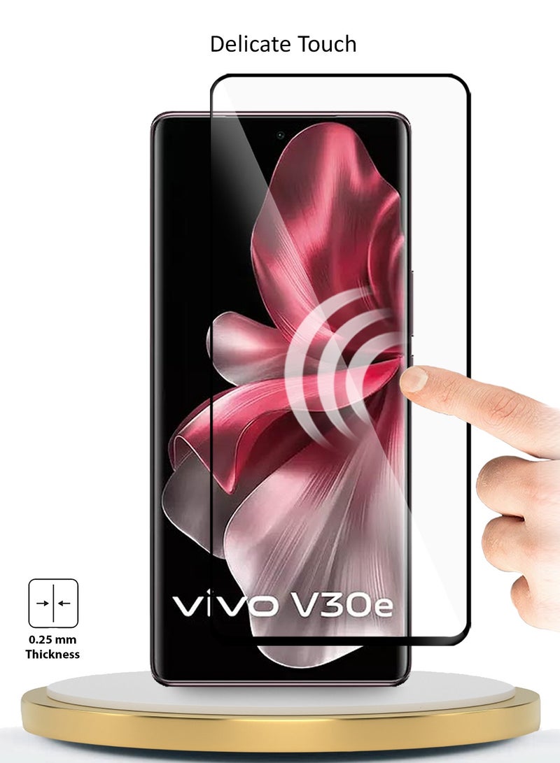 Wtech Premium E2E Full Glue Full Cover Tempered Glass Screen Protector For Vivo V30e 5G 2024 Clear/Black - Image 2