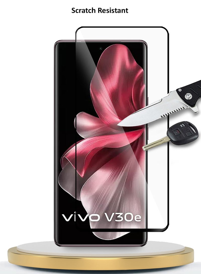 Wtech Premium E2E Full Glue Full Cover Tempered Glass Screen Protector For Vivo V30e 5G 2024 Clear/Black - Image 3