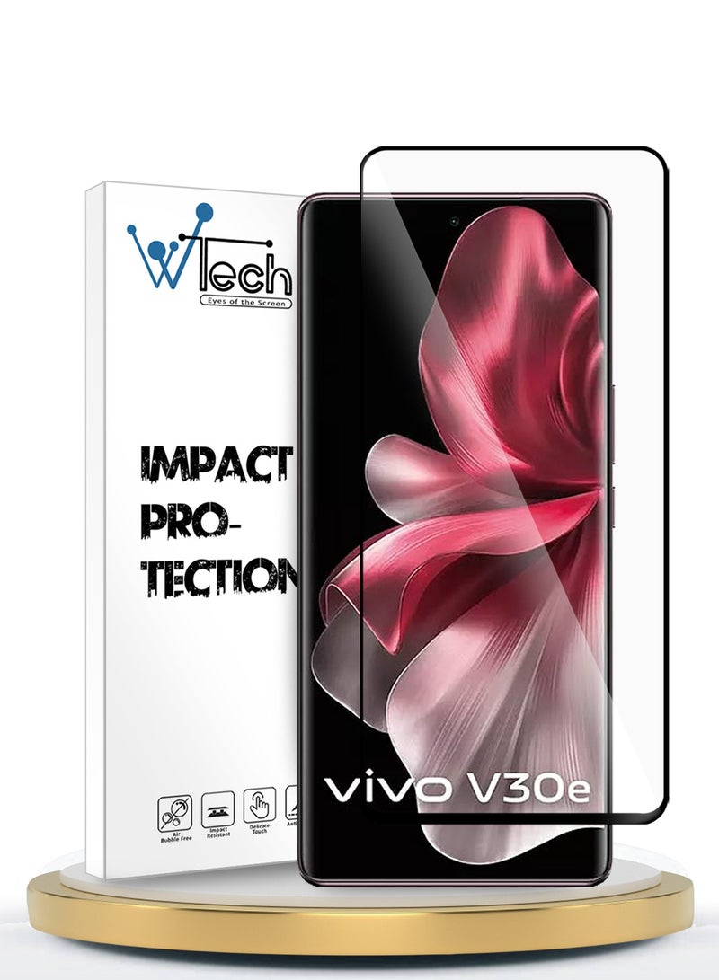 Wtech Premium E2E Full Glue Full Cover Tempered Glass Screen Protector For Vivo V30e 5G 2024 Clear/Black - Image 1