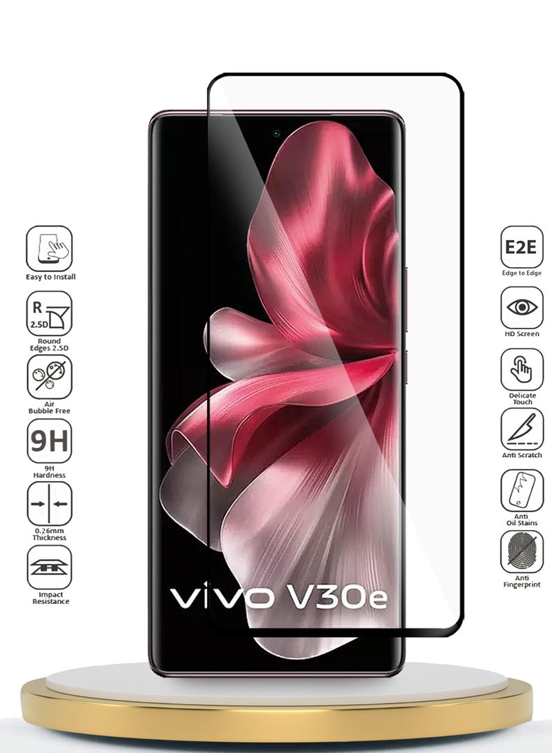 Wtech Premium E2E Full Glue Full Cover Tempered Glass Screen Protector For Vivo V30e 5G 2024 Clear/Black - Image 5