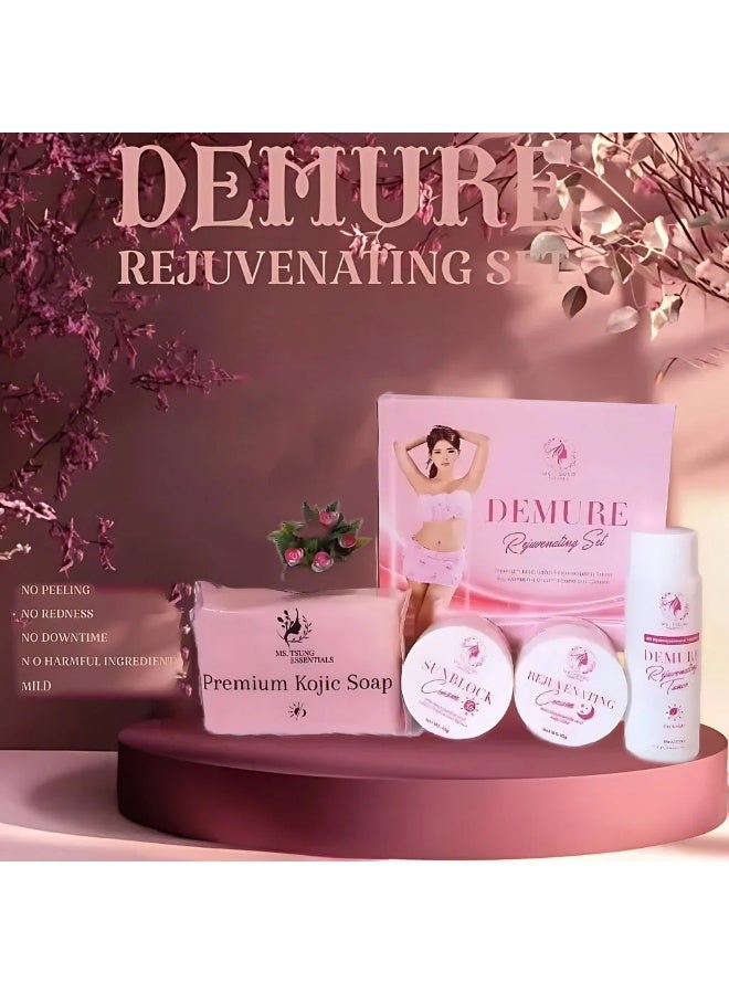 Ms Tsung Essentials DEMURE Premium Rejuvenating Skincare Set – Elevate Your Daily Beauty Routine with Kojic Soap and Carefully Selected Essentials that support a clean, smooth, refreshed-looking complexion while bringing confidence, elegance, and a luxurious spa-inspired feeling. - Image 2