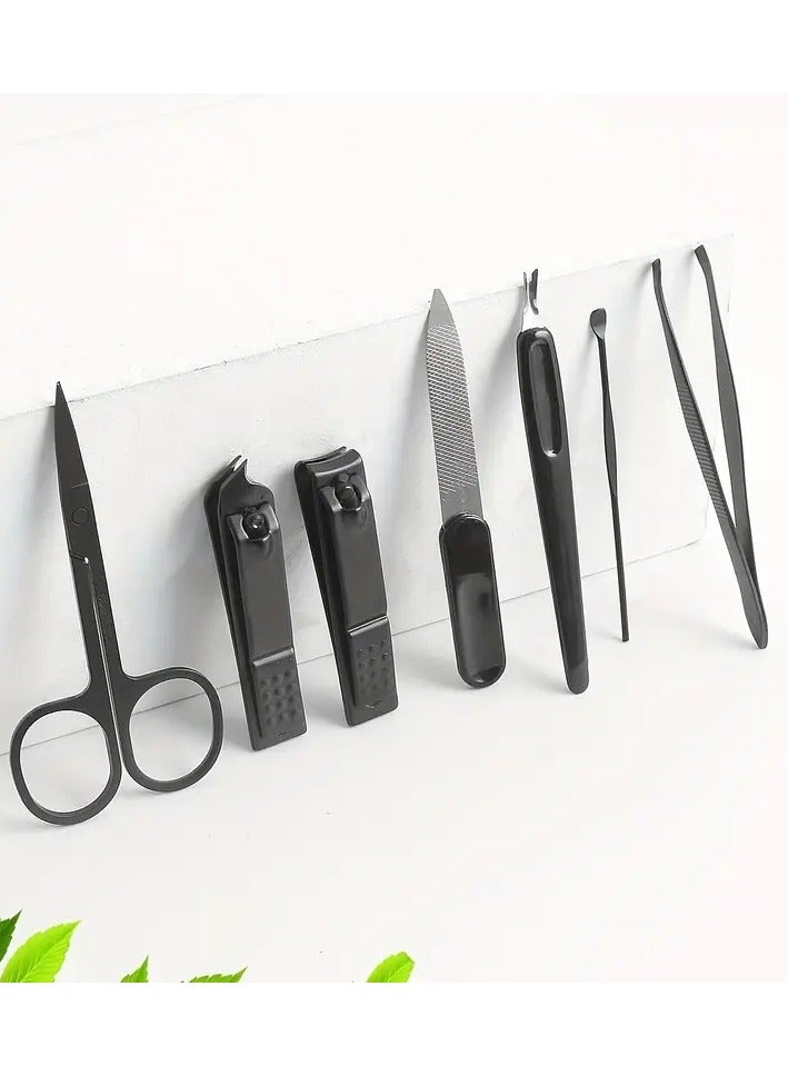 ORiTi طقم مانكير مجموعة مقص الأظافر مع ملف أظافر مدمج للعناية الشخصية للرجال والنساء مجموعة 7 قطع محمولة للسفر منزلية مقص أظافر سوداء أدوات العناية الشخصية - Image 2