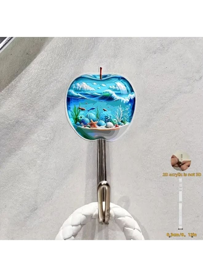 2Pcs Apple Ocean Pattern Adhesive Wall Hooks No Drilling Required - Image 4