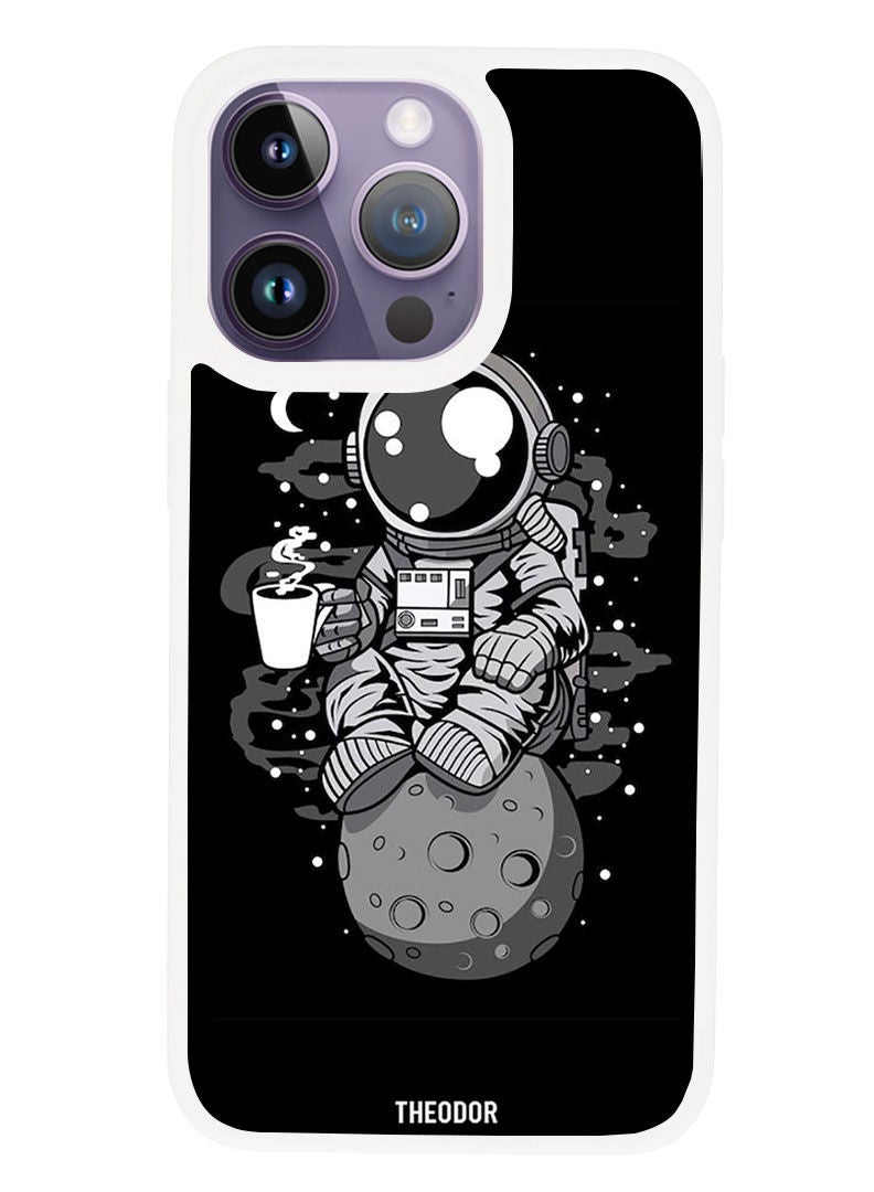 Theodor Protective Case Anti Scratch Shock Proof Cover For APPLE IPHONE 14 PRO MAX Astronaut Coffee (White Bumper) - Image 1