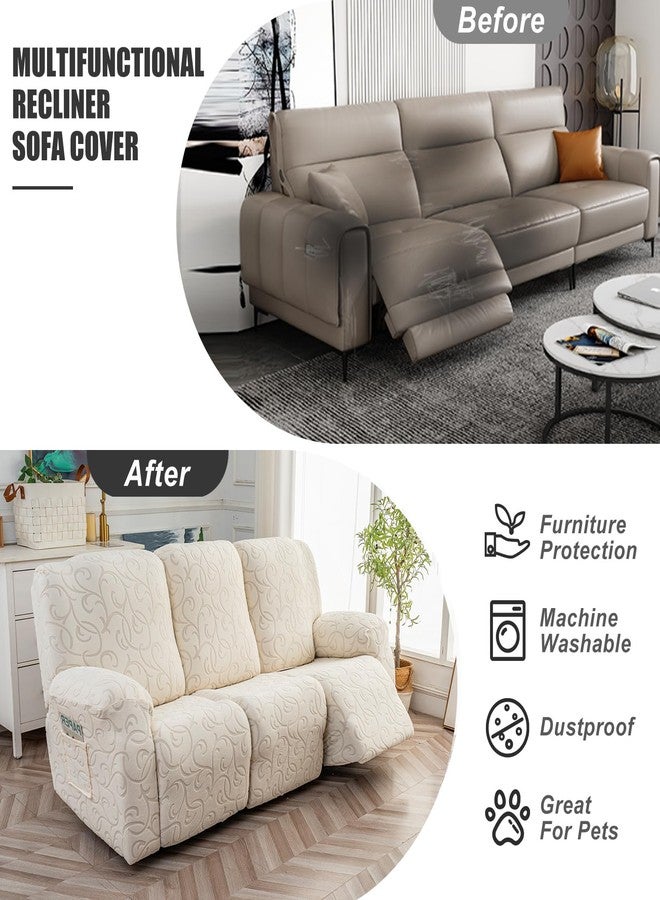 YUEANG 5 Pieces Stretch Sectional Couch Cover for 3 Cushion Sofa Reclining Couch Covers with Pockets 3 Seater Recliner Cover Soft Washable Furniture Protector - Image 5