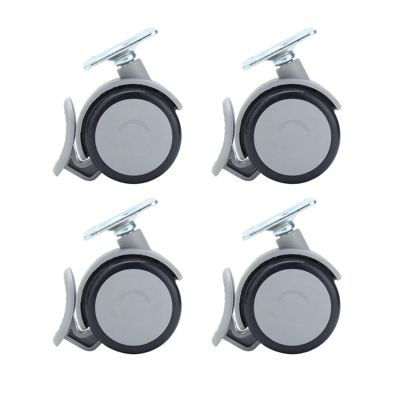 4 قطع عجلات مطاطية مقاس 50 مم مع فرامل ولوحة علوية بأربعة فتحات لكراسي المكتب الدوارة واستبدال أثاث - Image 4