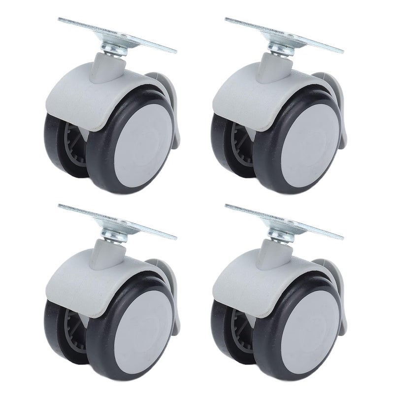 4 قطع عجلات مطاطية مقاس 50 مم مع فرامل ولوحة علوية بأربعة فتحات لكراسي المكتب الدوارة واستبدال أثاث - Image 1