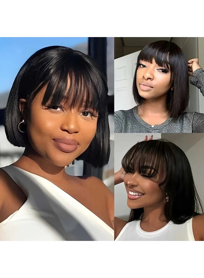 Straight Brazilian Human Hair Wig for Women Black 10 Inch Bob - Image 5