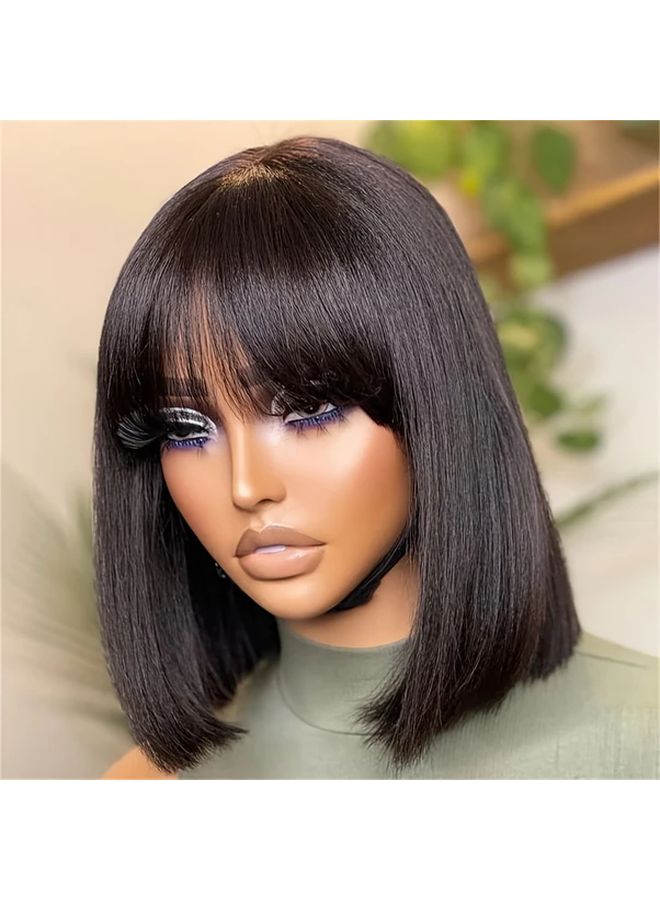 Straight Brazilian Human Hair Wig for Women Black 10 Inch Bob - Image 2