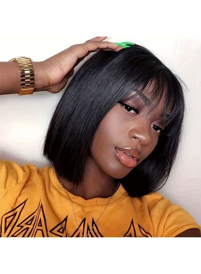 Straight Brazilian Human Hair Wig for Women Black 10 Inch Bob - Image 1