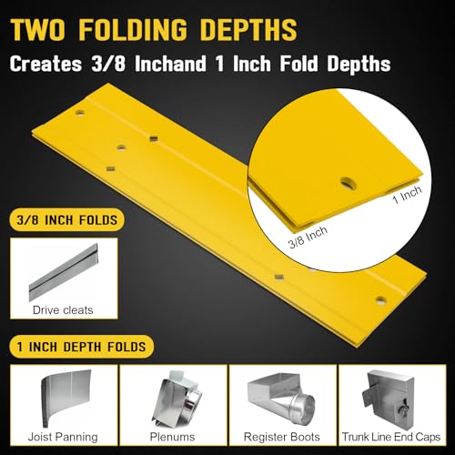 KEYDINHT 12 Inch Sheet Metal Folding Tool, Sheet Metal Bending Tools for HVAC, Duct Bender Hand Tool, Metal Forming - Duct Work Tools HVAC Folding bar with 3/8" And 1" Fold Depths - Image 3