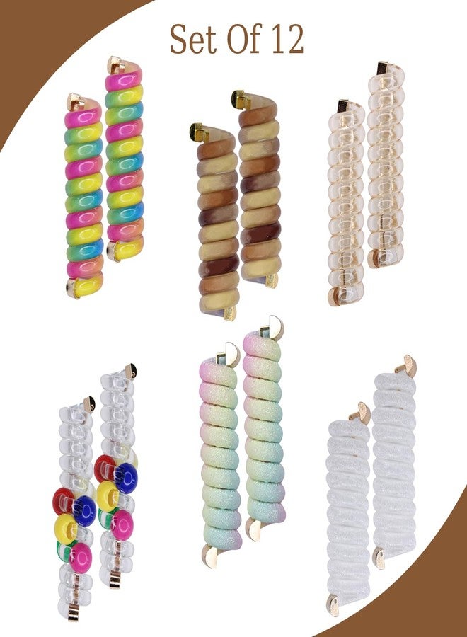 Confidence Multicolor Spiral Hair Ties Ponytail and Braid Holders for Kids Girls | Hair Braided Accessories | Spiral Hair Rubber Bands for Girls and Women (Set of 12) - Image 2