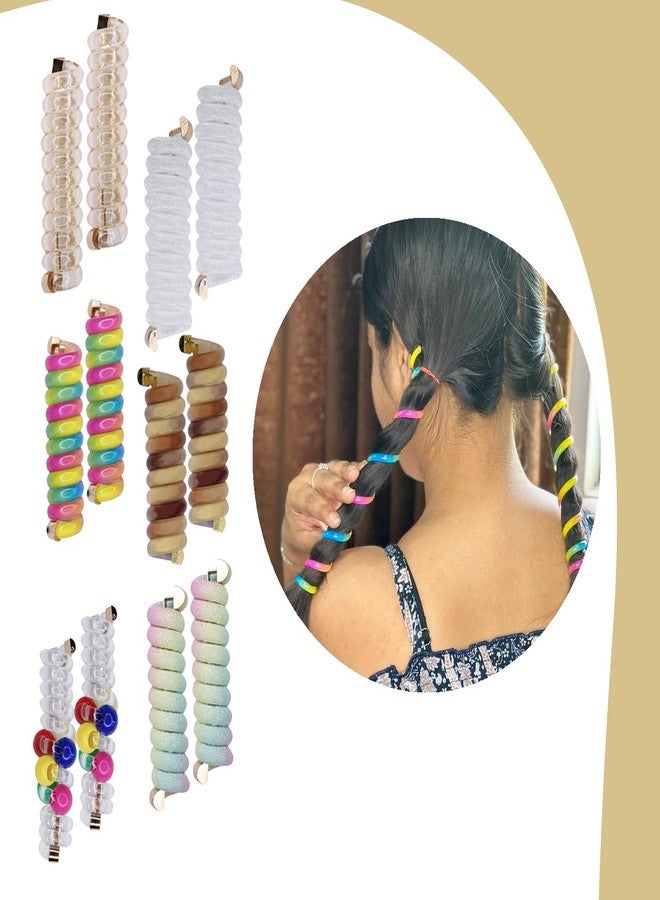 Confidence Multicolor Spiral Hair Ties Ponytail and Braid Holders for Kids Girls | Hair Braided Accessories | Spiral Hair Rubber Bands for Girls and Women (Set of 12) - Image 4