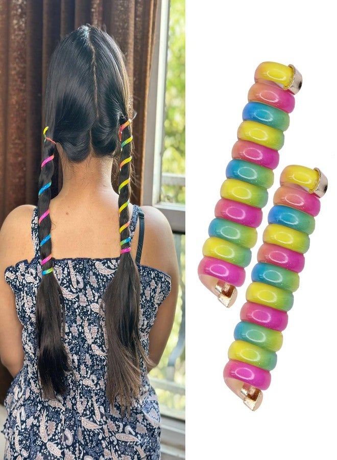 Confidence Multicolor Spiral Hair Ties Ponytail and Braid Holders for Kids Girls | Hair Braided Accessories | Spiral Hair Rubber Bands for Girls and Women (Set of 12) - Image 3