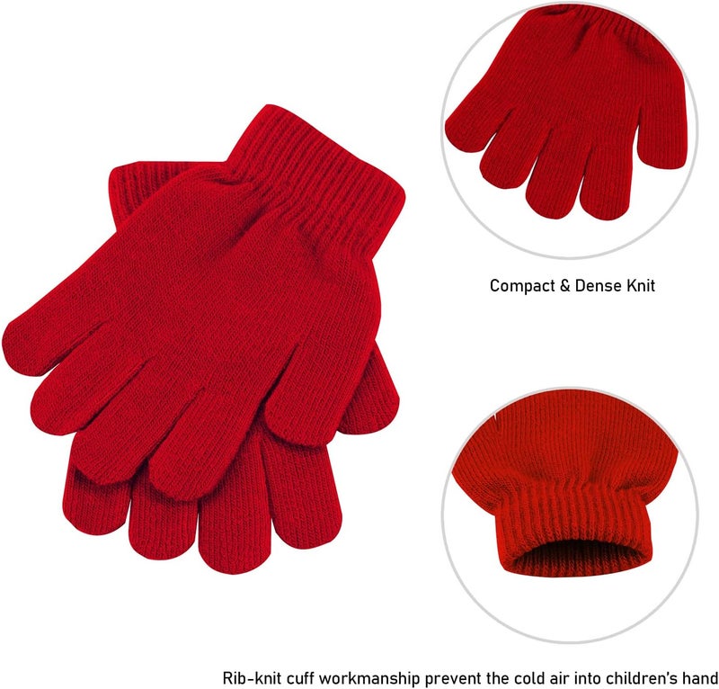 ONESING 3-24 Pairs Winter Knit Gloves for Kids - White Finger Gloves for Boys and Girls - Image 3