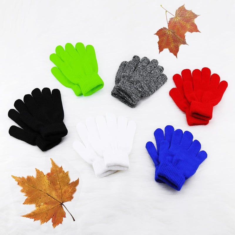 ONESING 3-24 Pairs Winter Knit Gloves for Kids - White Finger Gloves for Boys and Girls - Image 5