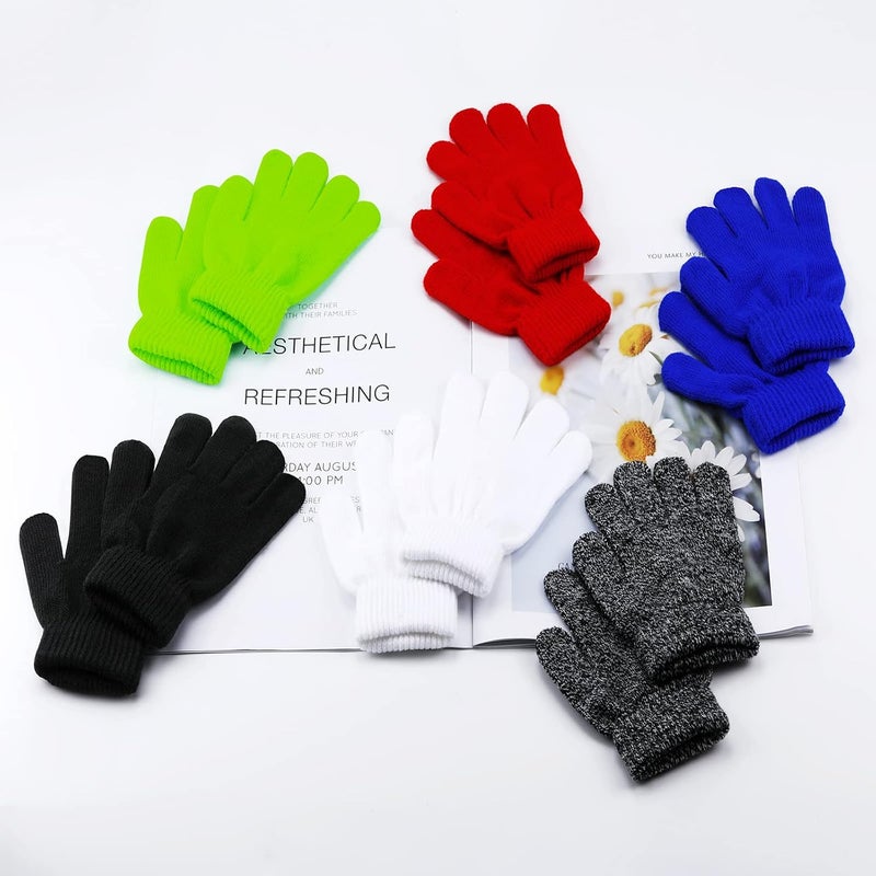 ONESING 3-24 Pairs Winter Knit Gloves for Kids - White Finger Gloves for Boys and Girls - Image 4