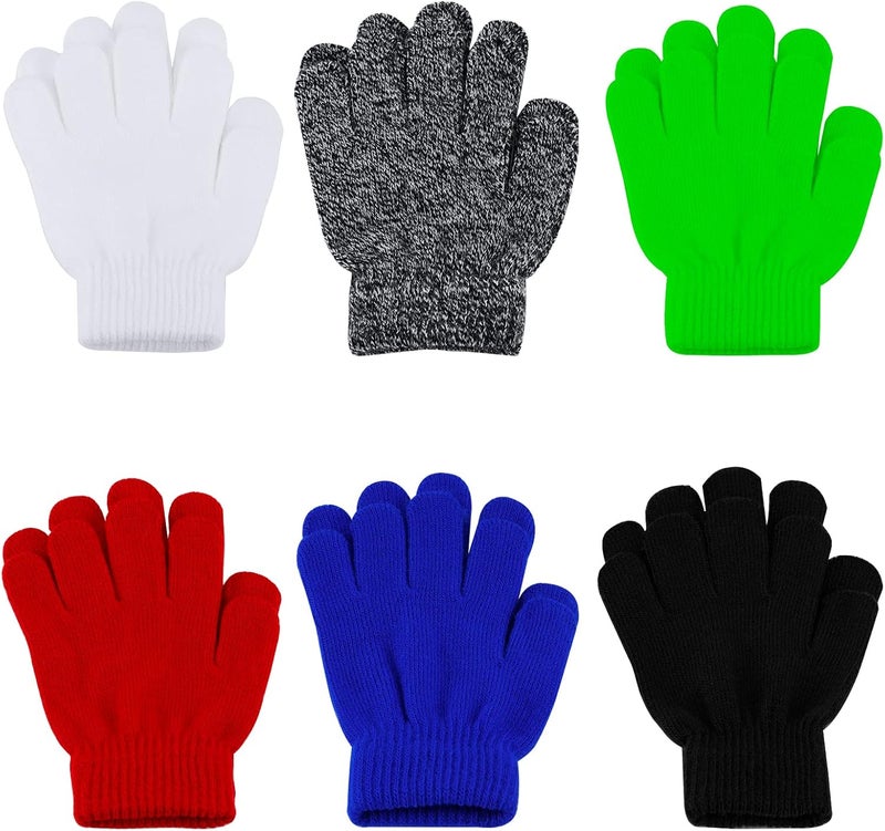 ONESING 3-24 Pairs Winter Knit Gloves for Kids - White Finger Gloves for Boys and Girls - Image 1