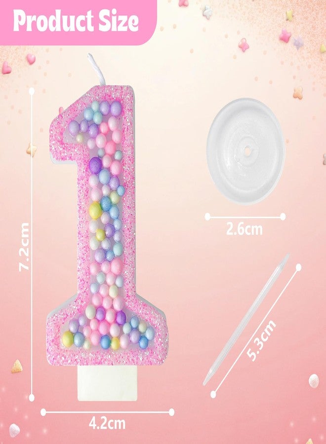 Zlongron Birthday Number Candles, Handmade Macaron 3D Flash Number 1 Candle, Suitable for Girls and Boys' Birthdays, Weddings, Anniversaries, Theme Party Cake Decorations (1) - Image 2