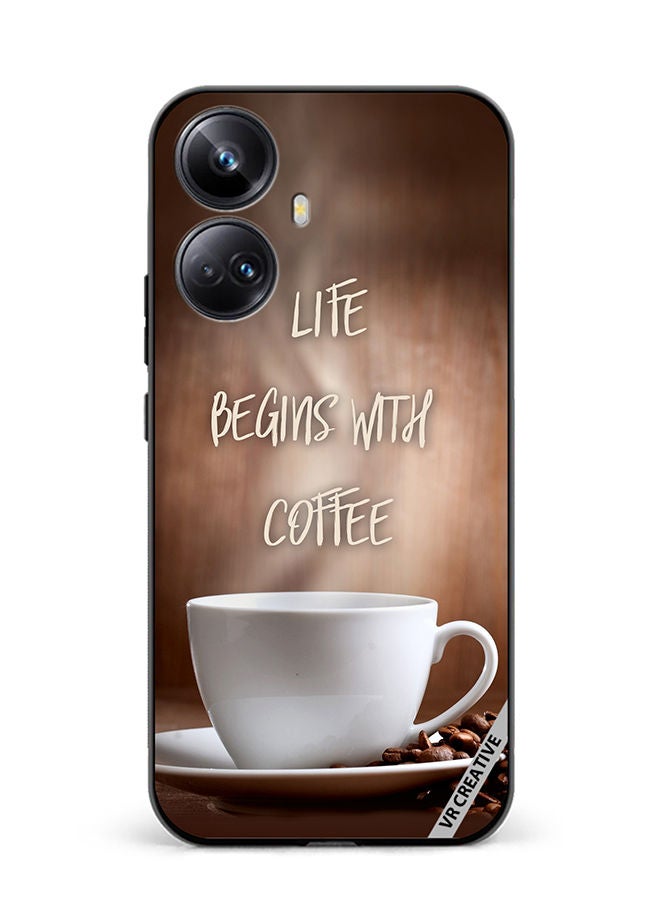 VR CREATIVE Protective Case Cover For Realme 10 Pro Plus Life Begins with Coffee Design Multicolour - Image 1