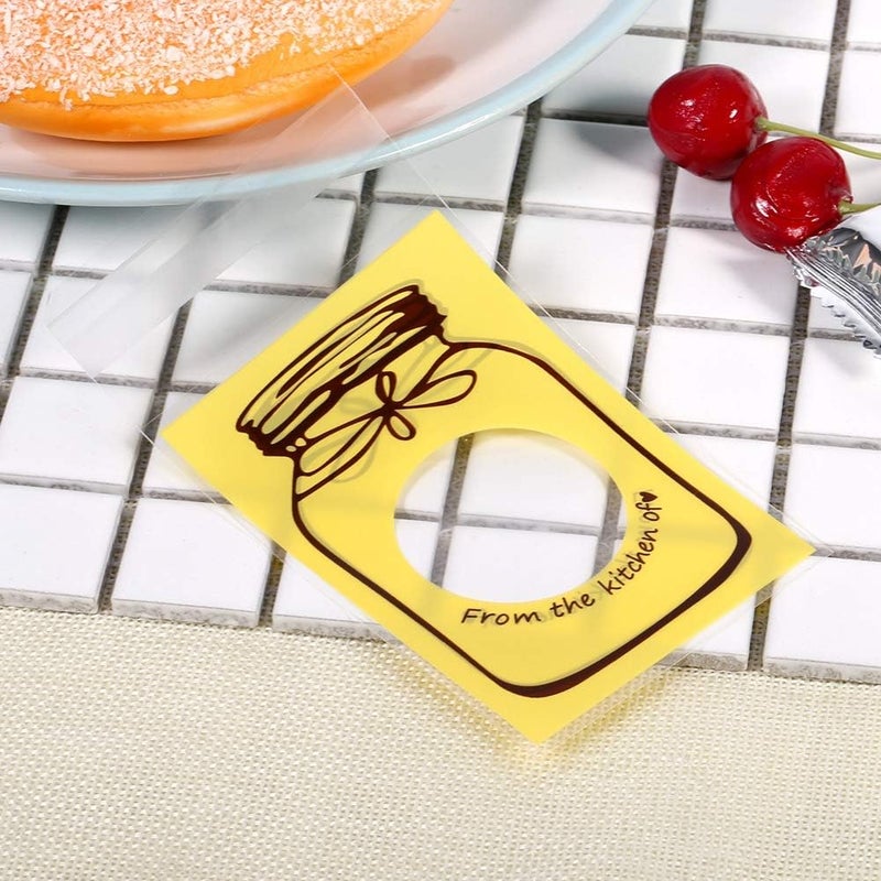 Yellow Cellophane Candy Bags 100 Pieces 3.9 x 2.8 Inch For Cookies Bakery Party Supplies - Image 1