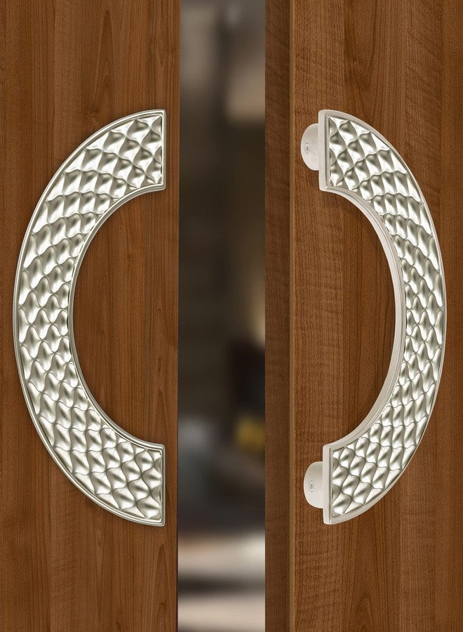 Plantex Heavy Duty Door Handle/Door & Home Decor/8-Inches Round Shape Main Door Handle/Door Pull Push Handle Set (276-Satin Finish) - 3 Years Warranty ,Silver - Image 1