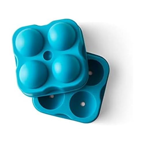 Houdini Large Sphere Ice Tray Mold, Makes Four Ice Balls, Blue - Image 1