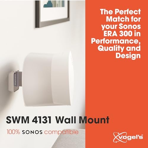 Vogel's SWM 4131 Speaker Wall Bracket for Sonos ERA 300, Max. 11 lbs (5 kg), Tiltable -30º/+30º, Swivels up to 60º (Left/Right), White, 1 Bracket - Image 2