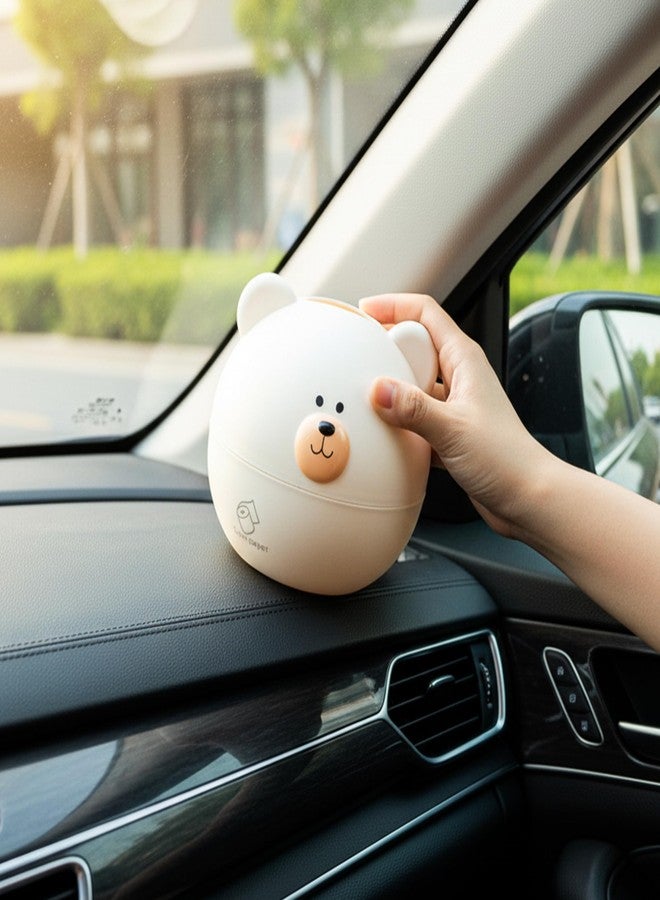 KH866 Bear Tissue Box Cover Cute Cartoon Paper Holder Facial Dispenser Organizer for Kids Living Room Bathroom Home Decor TV Stand Car Office, White Round Head Shape Toilet Tissue Container - Image 4