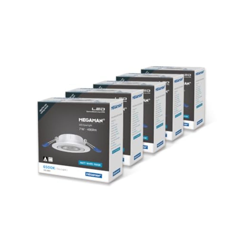 مجموعة مصابيح LED سبوت 7 وات 6500 كلفن نهارية مكونة من 5 قطع - Image 1