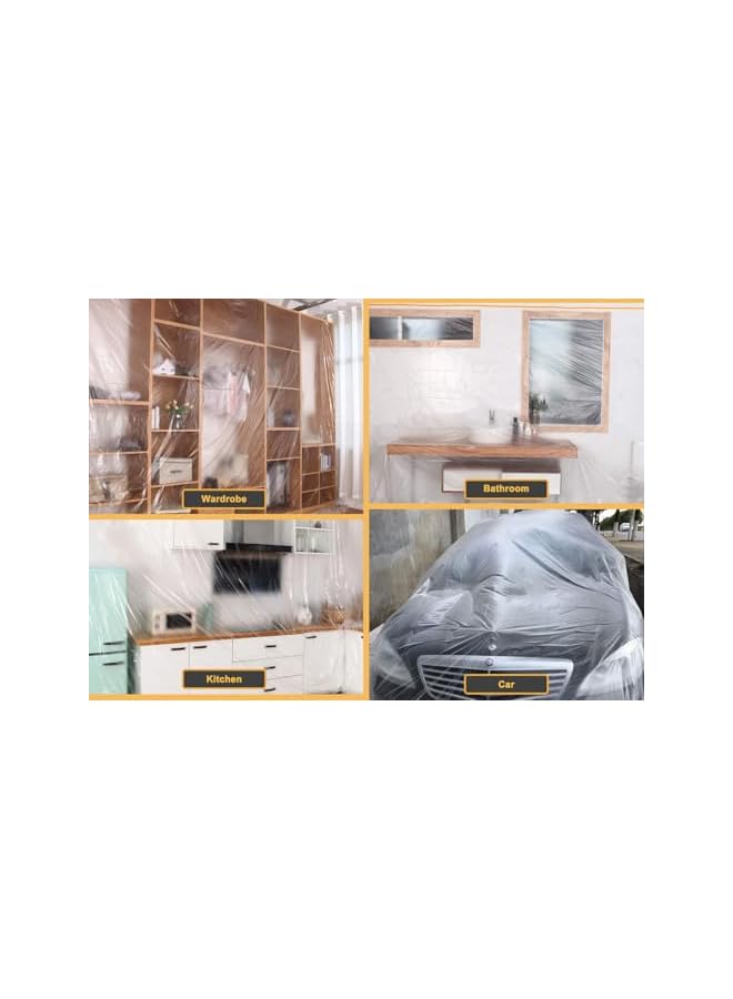 PROMASS promass 3x20m Plastic Drop Cloth Plastic Sheeting with Masking Tape,Waterproof Protective Masking Film,Prevent Dust Paint for Car,Furniture,Carpet,Floor,1 Pack 10x65ft  - Image 5