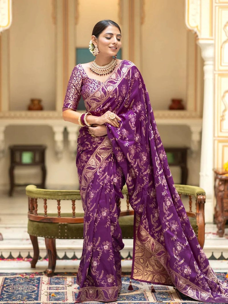 C J Enterprise Women's Banarasi Saree Pure Kanjivaram Silk Saree Soft Design Wear Pattu Sarees Latest Cotton With Blouse Piece for Wedding sadi new ladies 2026 - Image 3