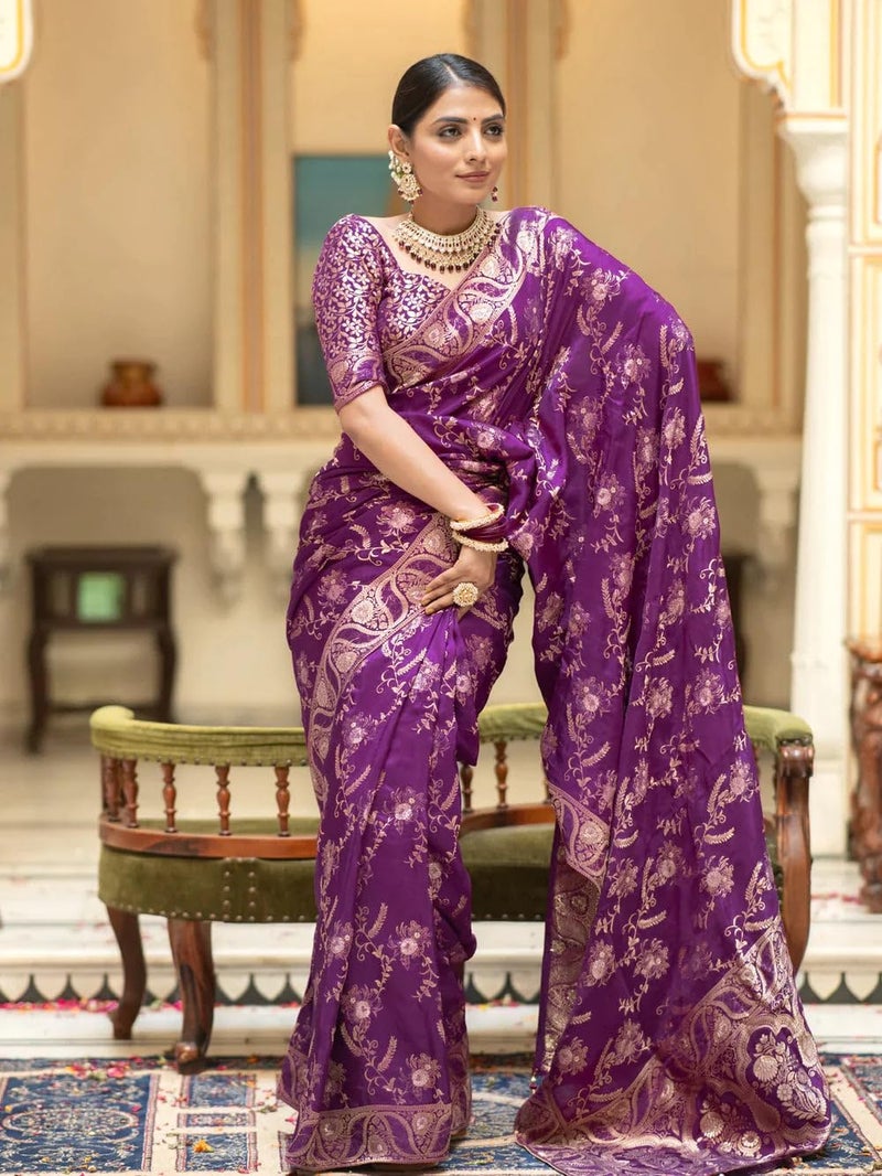 C J Enterprise Women's Banarasi Saree Pure Kanjivaram Silk Saree Soft Design Wear Pattu Sarees Latest Cotton With Blouse Piece for Wedding sadi new ladies 2026 - Image 5
