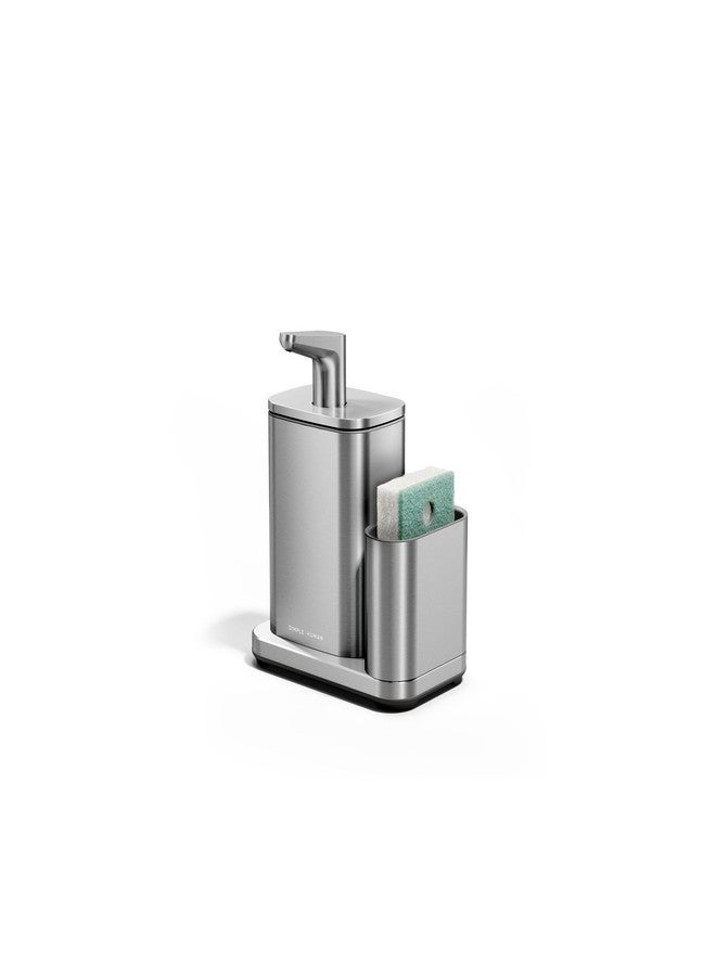 simplehuman Pulse Pump, 16 oz. with Caddy, Premium Soap Dispenser for Kitchen and Bathroom, Drip and Clog Free Valve, Mess-Free Wide Refill, Magnetic Caddy for Sponge, Brushed Stainless Steel - Image 2