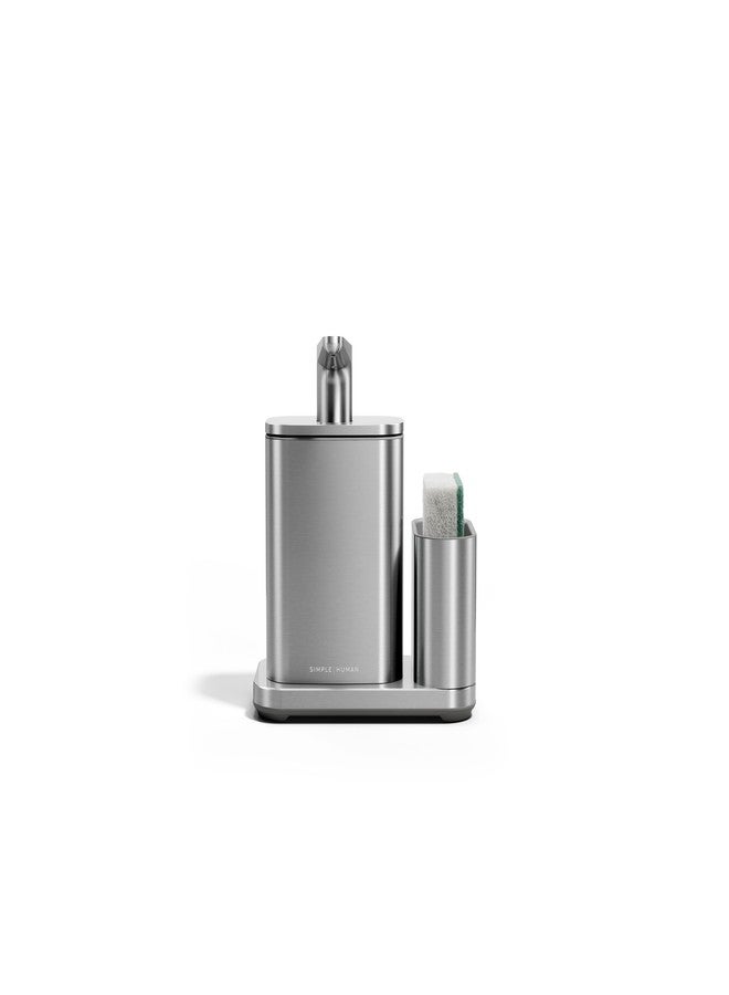 simplehuman Pulse Pump, 16 oz. with Caddy, Premium Soap Dispenser for Kitchen and Bathroom, Drip and Clog Free Valve, Mess-Free Wide Refill, Magnetic Caddy for Sponge, Brushed Stainless Steel - Image 1