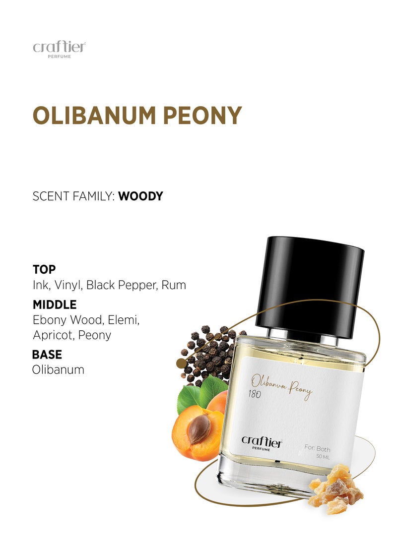 Craftier Perfume OLIBANUM PEONY - Inspired of-BLACK LACQUER , Eau De Parfum for Men & Women - 50ml, Long Lasting Woody Fragrance Upto 36 Hrs, Travel Size Unisex Perfume - Image 3
