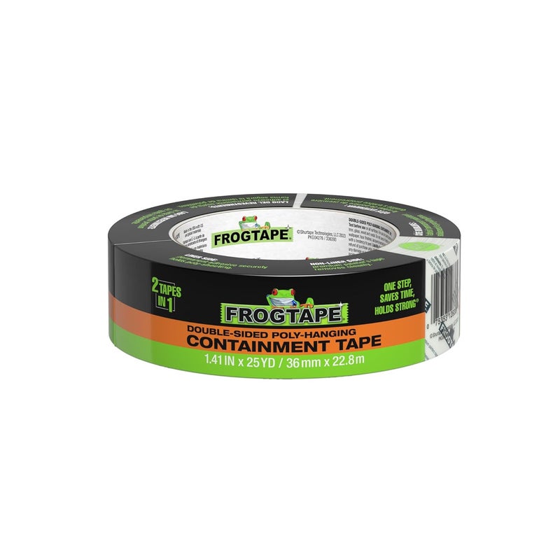 FrogTape FrogTape DS 154 Premium Grade DoubleSided PolyHanging Containment Tape Sticks to Plastic Sheets for Remodeling and Remediation 36mm x 25yds Natural 1 Roll 243049  - Image 1