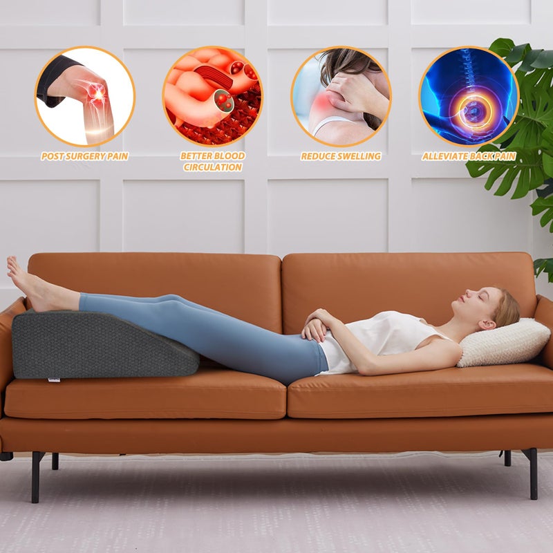 Bedluxe Leg Elevation Pillows, Leg Pillows for Sleeping, Cooling Gel Memory Foam Top, Wedge Pillow for Legs, Leg Wedges for Circulation, Swelling, After Surgery - Removable Cover (8 Inch, Black) - Image 5
