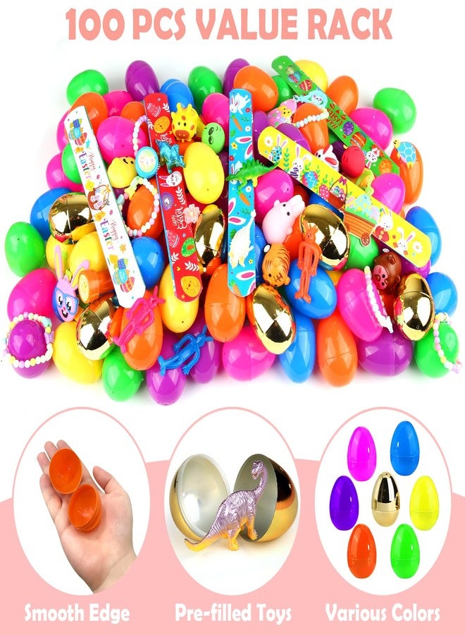 LEASEN 100 Pcs Prefilled Easter Eggs Filled with Toys Inside for Kids, Easter Egg Hunt, Basket Stuffers Fillers, Filled with Toys Party Favors for Boys Girls, Classroom Prize Supplies - Image 4