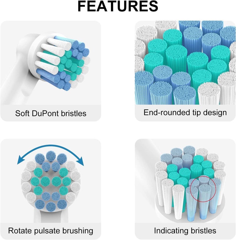 Inralimot Electric Toothbrush Replacement Heads Compatible with Oral-B for Gum Health Improvement.1 Pack Dupont Bristles Replacement Toothbrush Heads(4PCS) - Image 3