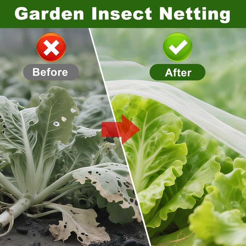 Agfabric Garden Netting 9.8X 49.2 FT Insect Pest Barrier Bird Netting for Garden Protection,Row Cover Mesh Netting for Vegetables Fruit Trees and Plants,White - Image 5