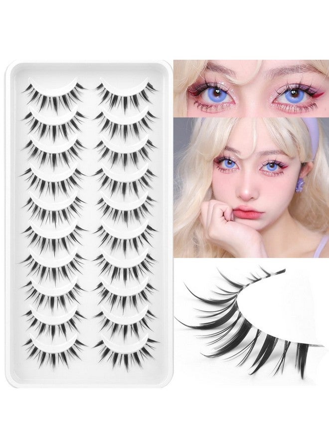 Geeneiya Manga Lashes Natural Look Anime False Eyelashes Individual Wispy Korean Makeup Eye Lashes Clusters 10 Pairs Asian Chinese Japanese Fake Eyelashes Pack By Geeneiya - Image 1