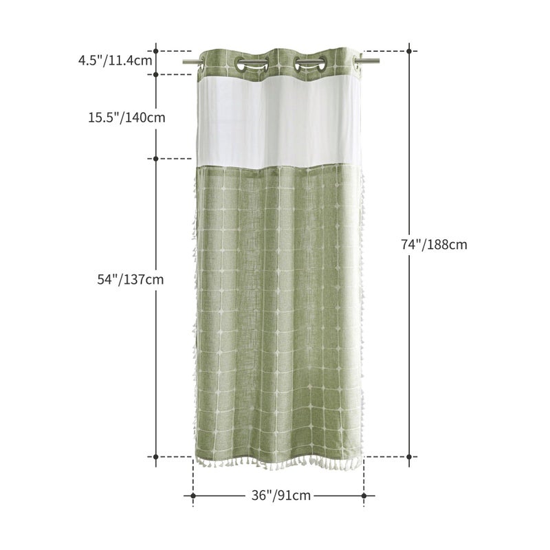 River Dream نهر Dream Sage Green Farmhouse Shower Starta مع بطانة مبدعة لا توجد خطافات مع مغناطيس مع طارد المياه والآلة 36x74inch - Image 5