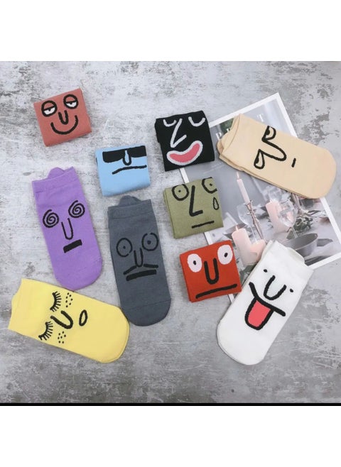 My Sock World 5” Cheerful Cotton Booties Socks Set with Double Face Expressions
