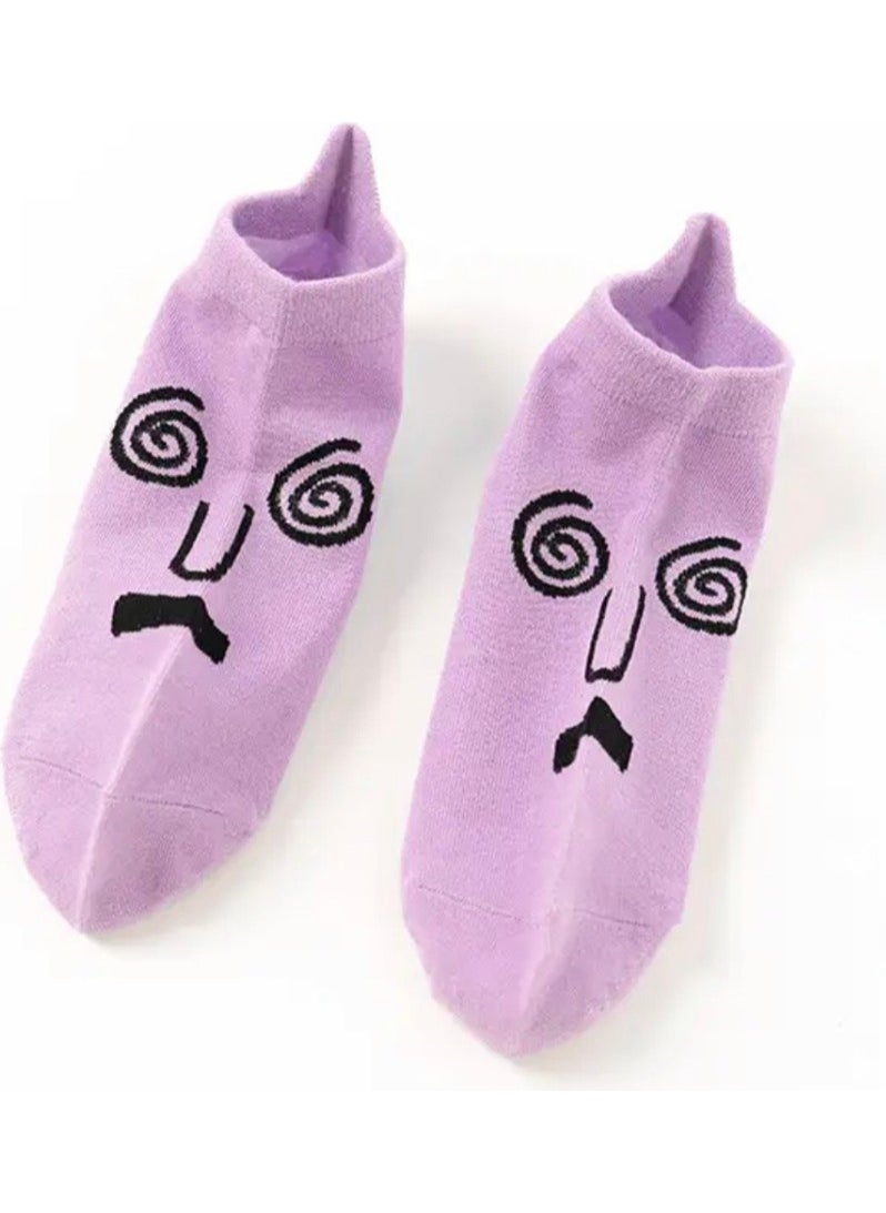My Sock World 5” Cheerful Cotton Booties Socks Set with Double Face Expressions