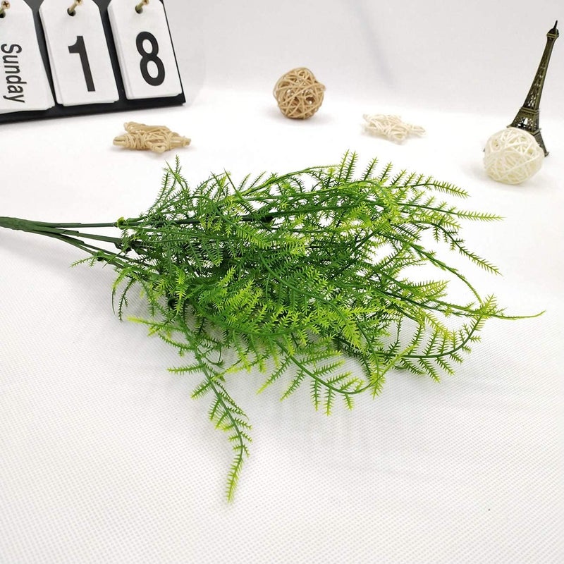 LOVENIMEN Artificial Plants, Plastic Grass Fern Shrubs Leaves Fake Bushes Outdoor Indoor Greenery Home Garden Décor UV Resistant Planting Filler Table Centerpieces Arrangements DIY Decoration 8 Pack - Image 4