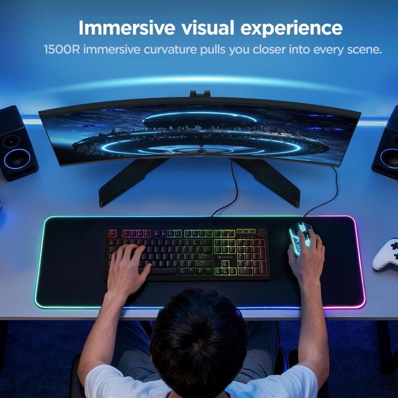 KOORUI 27 Inch Curved Gaming Monitor QHD (2560 x 1440) 180Hz, 1ms 1500R Display, Adaptive Sync, 90% DCI-P3, HDMI 2.0 & DisplayPort 1.4, VESA, Tilt, Eye Care, 27E6QCA - Image 5