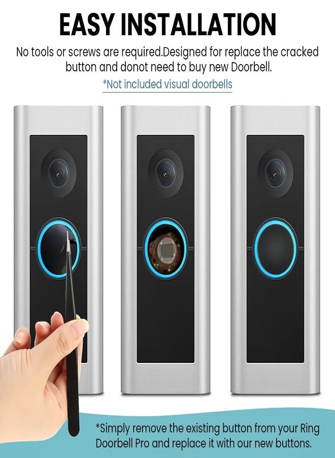 EMVANV 4 Pcs Doorbell Button Replacement,with Tweezer and Screws Doorbell Pro Buttons Replacement Video Doorbell Buttons Compatible with Doorbell Pro, Repair Split Cracked Broken Button(Black) - Image 3